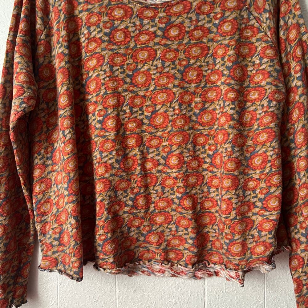 Natural Life Floral Top Womens XL Cropped Boxy Relaxed 100% Cotton Boho Slouchy - Picture 4 of 10